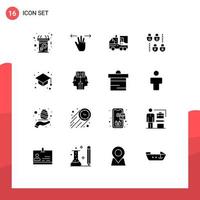 User Interface Pack of 16 Basic Solid Glyphs of back to school lock three fingers gdpr leaf Editable Vector Design Elements