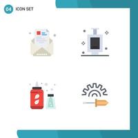 Modern Set of 4 Flat Icons Pictograph of email bottle newsletter urinal water bottle Editable Vector Design Elements