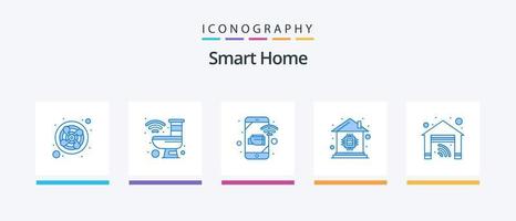 paquete de iconos smart home blue 5 que incluye microchip. automatización del hogar. elegante. chip. registro. diseño de iconos creativos vector