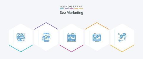 Seo Marketing 25 Blue icon pack including seo. development. app. seo. marketing vector