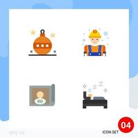 4 Universal Flat Icons Set for Web and Mobile Applications christmas bangladesh halloween construction flag Editable Vector Design Elements