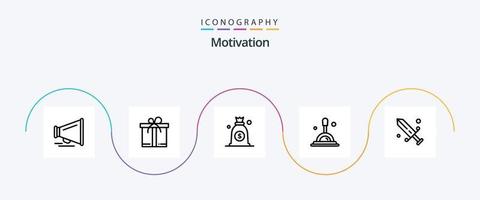 paquete de iconos de la línea de motivación 5 que incluye . olímpico. bolso. máscara. competencia vector