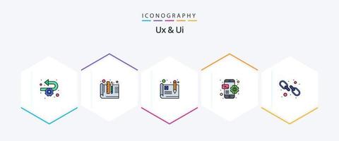 Ux And Ui 25 FilledLine icon pack including web. hyperlink. prototype. mobile. app vector