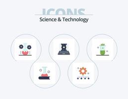 Science And Technology Flat Icon Pack 5 Icon Design. engineering. applied science. work management. technology lab. lab management vector