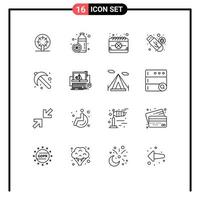 Pack of 16 Modern Outlines Signs and Symbols for Web Print Media such as usb malware orange drive festival Editable Vector Design Elements