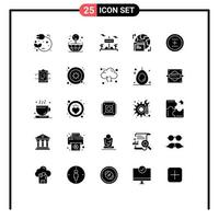Mobile Interface Solid Glyph Set of 25 Pictograms of circle data board folder gdpr Editable Vector Design Elements