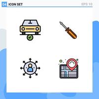 4 iconos creativos, signos y símbolos modernos de herramientas de automóviles, flechas de conductor hechas, elementos de diseño de vectores editables