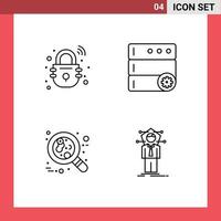 Stock Vector Icon Pack of 4 Line Signs and Symbols for house cell secure server red Editable Vector Design Elements