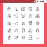 Line Pack of 25 Universal Symbols of printing printer law love sign lcd Editable Vector Design Elements