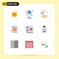 Pack of 9 Modern Flat Colors Signs and Symbols for Web Print Media such as apple percent web loan spring Editable Vector Design Elements