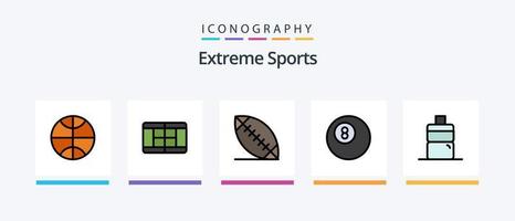 paquete de 5 iconos llenos de línea deportiva que incluye . billar.. diseño de iconos creativos vector