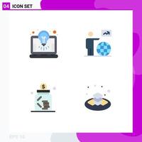 4 Universal Flat Icon Signs Symbols of bulb banking solution user investment Editable Vector Design Elements