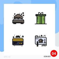 conjunto de 4 iconos modernos de la interfaz de usuario signos de símbolos para la cena de la tarjeta de verano plan actual elementos de diseño vectorial editables vector