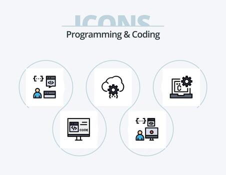 Programming And Coding Line Filled Icon Pack 5 Icon Design. . . develop. js. develop vector
