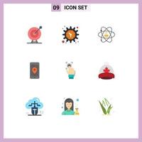 9 Flat Color concept for Websites Mobile and Apps location talent watch power person Editable Vector Design Elements