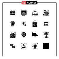 Modern Set of 16 Solid Glyphs Pictograph of fund business monitor bank business Editable Vector Design Elements