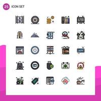 User Interface Pack of 25 Basic Filled line Flat Colors of equalizer files web development archive investment Editable Vector Design Elements