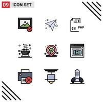 9 Creative Icons Modern Signs and Symbols of location grill develop food barbecue Editable Vector Design Elements