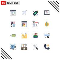 paquete de iconos de vector de stock de 16 signos y símbolos de línea para la aplicación de compras de portátiles de cohetes paquete editable de elementos de diseño de vectores creativos