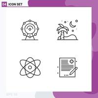Modern Set of 4 Filledline Flat Colors and symbols such as browser education hotel palm science Editable Vector Design Elements