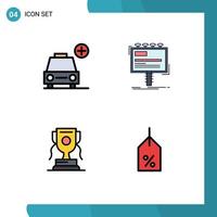 4 Creative Icons Modern Signs and Symbols of car achievment vehicles advertising sport Editable Vector Design Elements