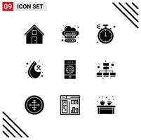 Pack of 9 Modern Solid Glyphs Signs and Symbols for Web Print Media such as cell day server cancer north Editable Vector Design Elements