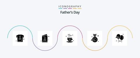 Fathers Day Glyph 5 Icon Pack Including balloon. fathers day. coffee. father. badge vector