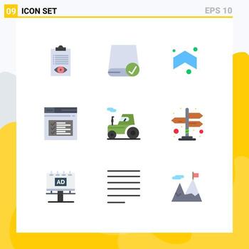 Flat Color Pack of 9 Universal Symbols of website page drive internet up Editable Vector Design Elements