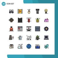 25 User Interface Filled line Flat Color Pack of modern Signs and Symbols of fintech fintech innovation stream nut right Editable Vector Design Elements