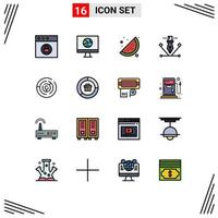 Group of 16 Flat Color Filled Lines Signs and Symbols for labyrinth circle summer pen tool designing Editable Creative Vector Design Elements