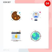 4 Creative Icons Modern Signs and Symbols of bite activity bulb person notification Editable Vector Design Elements