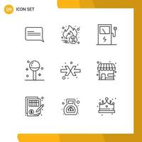 User Interface Pack of 9 Basic Outlines of market arrows station arrow lollipop Editable Vector Design Elements