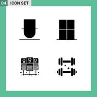4 Universal Solid Glyphs Set for Web and Mobile Applications gentleman database server user interior shared Editable Vector Design Elements