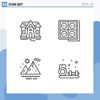 Universal Icon Symbols Group of 4 Modern Filledline Flat Colors of building summer building socket hobbies Editable Vector Design Elements