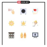 Universal Icon Symbols Group of 9 Modern Flat Colors of star ocean protect beach setting Editable Vector Design Elements