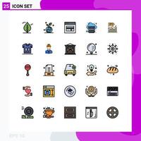 Universal Icon Symbols Group of 25 Modern Filled line Flat Colors of ipo server atm internet database Editable Vector Design Elements