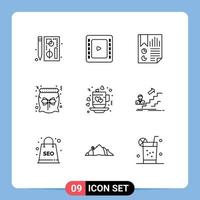 Universal Icon Symbols Group of 9 Modern Outlines of coffee christmas bookmark candy report Editable Vector Design Elements