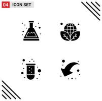 4 User Interface Solid Glyph Pack of modern Signs and Symbols of acid test study environment tube Editable Vector Design Elements