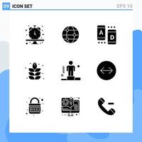 Pack of 9 creative Solid Glyphs of explanation competitive marketing business nature Editable Vector Design Elements