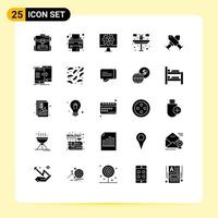 Set of 25 Modern UI Icons Symbols Signs for badge achievement internet table flower Editable Vector Design Elements