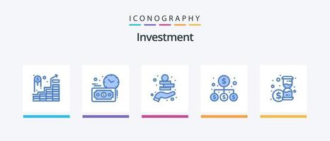 paquete de iconos de inversión azul 5 que incluye tiempo. inversión. dinero. dinero. negocio. diseño de iconos creativos vector