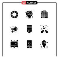 9 Creative Icons Modern Signs and Symbols of rank badge building army promotion Editable Vector Design Elements