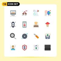 Group of 16 Modern Flat Colors Set for rate floating heart duties tube Editable Pack of Creative Vector Design Elements