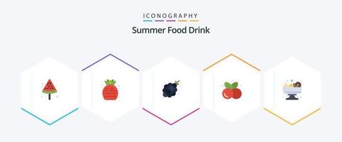 Summer Food Drink 25 Flat icon pack including salad. healthy food. food. fruit. cherries vector