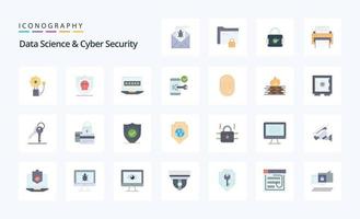 25 Data Science And Cyber Security Flat color icon pack vector