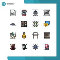 Set of 16 Modern UI Icons Symbols Signs for sun hill lamp landscape thread Editable Creative Vector Design Elements