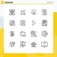 Modern Set of 16 Outlines and symbols such as coffee settings tips options seo Editable Vector Design Elements