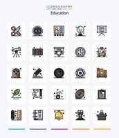 Creative Education 25 Line FIlled icon pack  Such As creativity. bulb. glasses. teacher. education vector