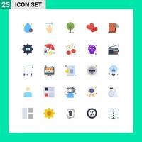 Mobile Interface Flat Color Set of 25 Pictograms of design paint farm love favorites Editable Vector Design Elements