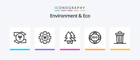Environment And Eco Line 5 Icon Pack Including environment. ecology. green eco. battery. leaf. Creative Icons Design vector
